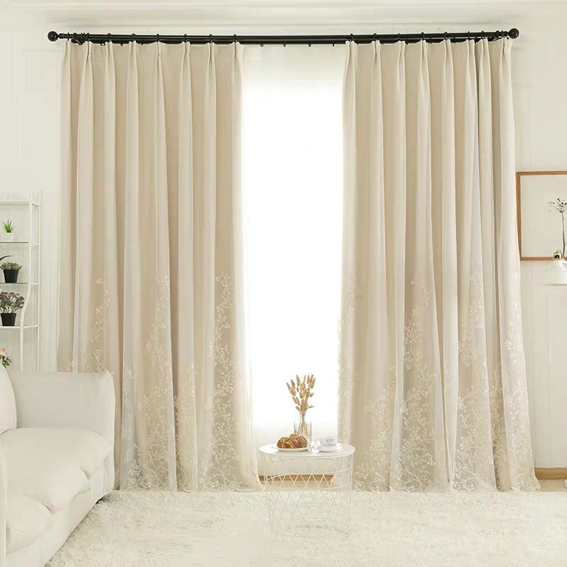 2023 new, style double layer lace embroidery fabric window panel curtains for living room bedroom/