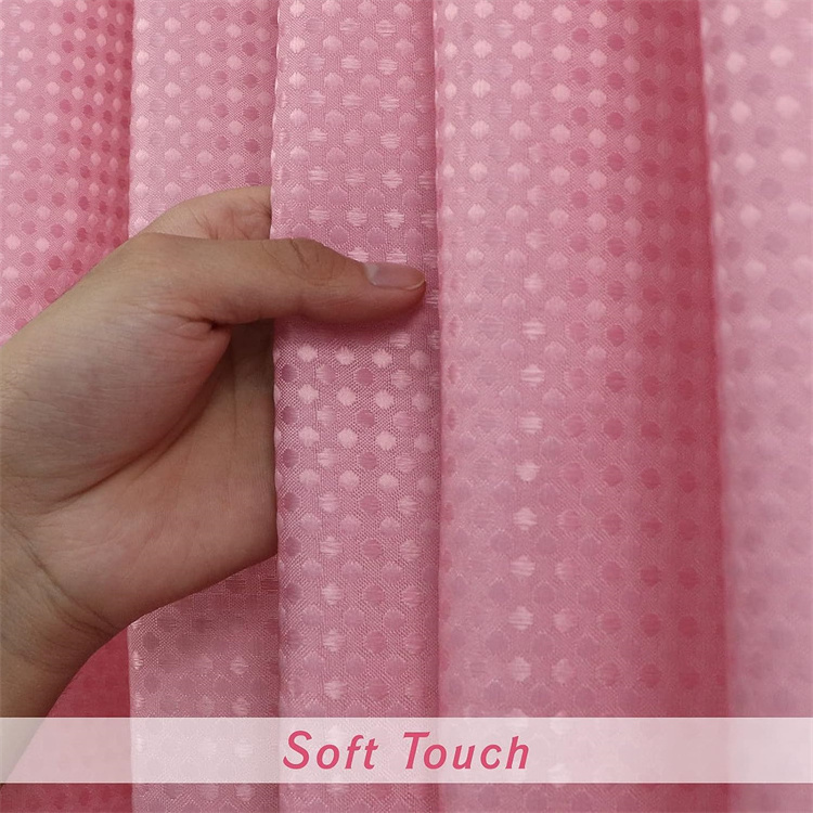 72 X 72 inches Pink Shower Curtain Waffle Woven Textured Hotel Heavy Duty Fabric Waterproof Lining Bathroom Curtains