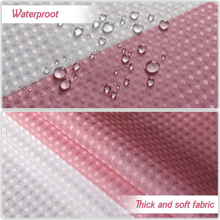 72 X 72 inches Pink Shower Curtain Waffle Woven Textured Hotel Heavy Duty Fabric Waterproof Lining Bathroom Curtains