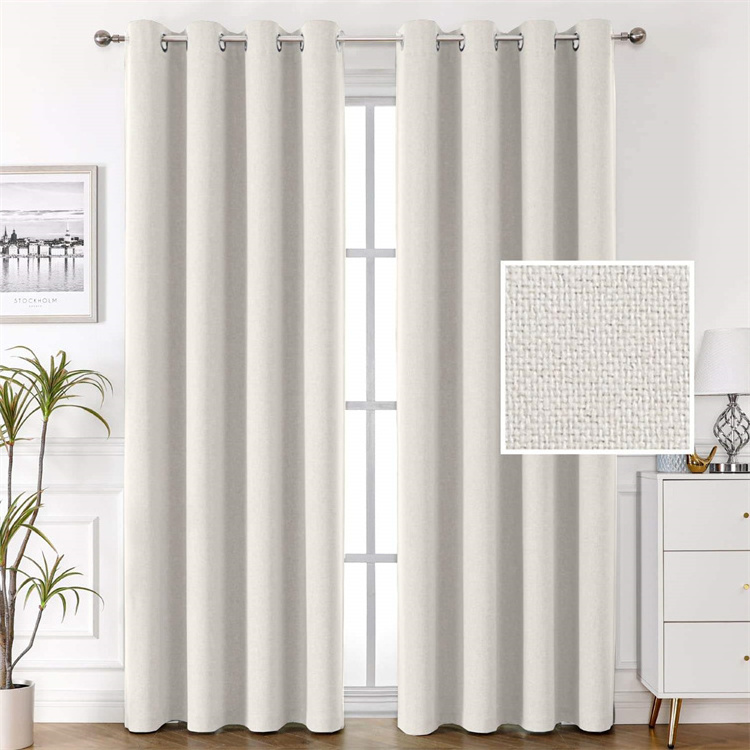 Luxury European Style 100% Polyester Decorative Custom 100% Blackout Linen Curtains 96 inches Hotel Blackout Curtain