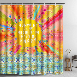 Colorful Rainbow Flower Motivational Sayings Printed Shower Curtain Polyester Fabric Machine Washable Waterproof Shower Curtains