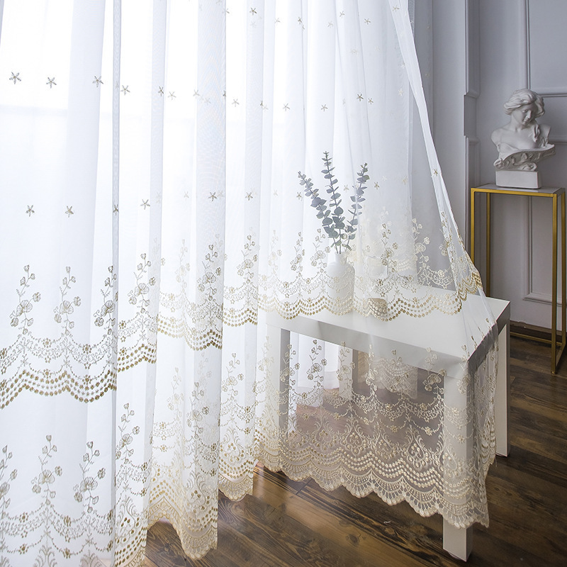 Turkish Curtains Embroidery Window Curtain European Window Embroidered Luxury Curtains for Living Room Bedroom