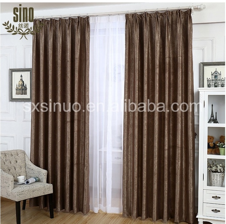 luxury solid jacquard blackout plush faux suede curtain