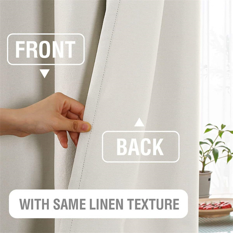 Luxury European Style 100% Polyester Decorative Custom 100% Blackout Linen Curtains 96 inches Hotel Blackout Curtain