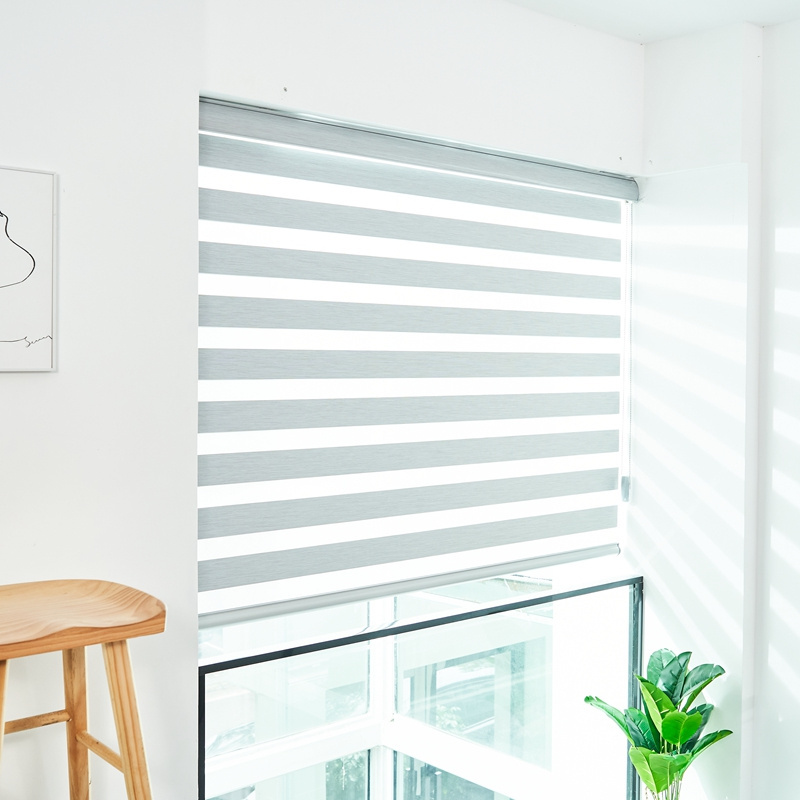 Motorised Smart Solar Powered Zebra Shade Blinds Korean Blackout Curtains with Electric Motor Compatible with Apple HomeKit