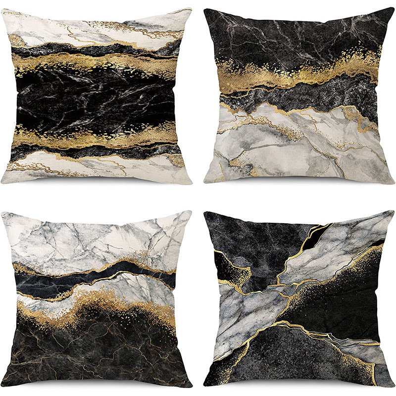 Linen Cotton Luxury Abstract Printed Design marble texture pillow cove Luxury summer Custom Pillow Case