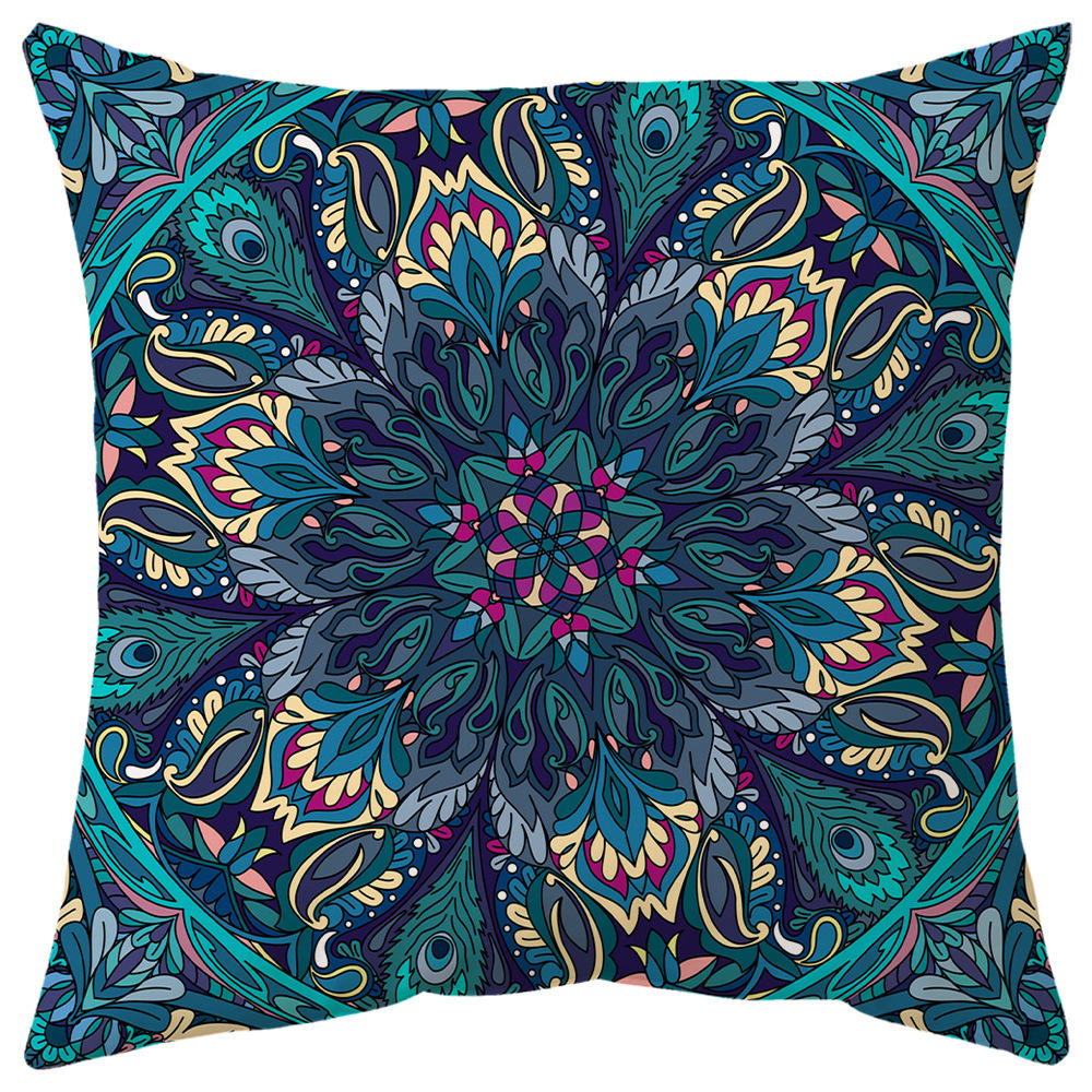 Evil eye decoration Pray new Mandala print pillowcase Mandala peach leather velvet living room cushion cover bedroom