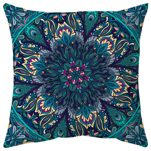 Evil eye decoration Pray new Mandala print pillowcase Mandala peach leather velvet living room cushion cover bedroom