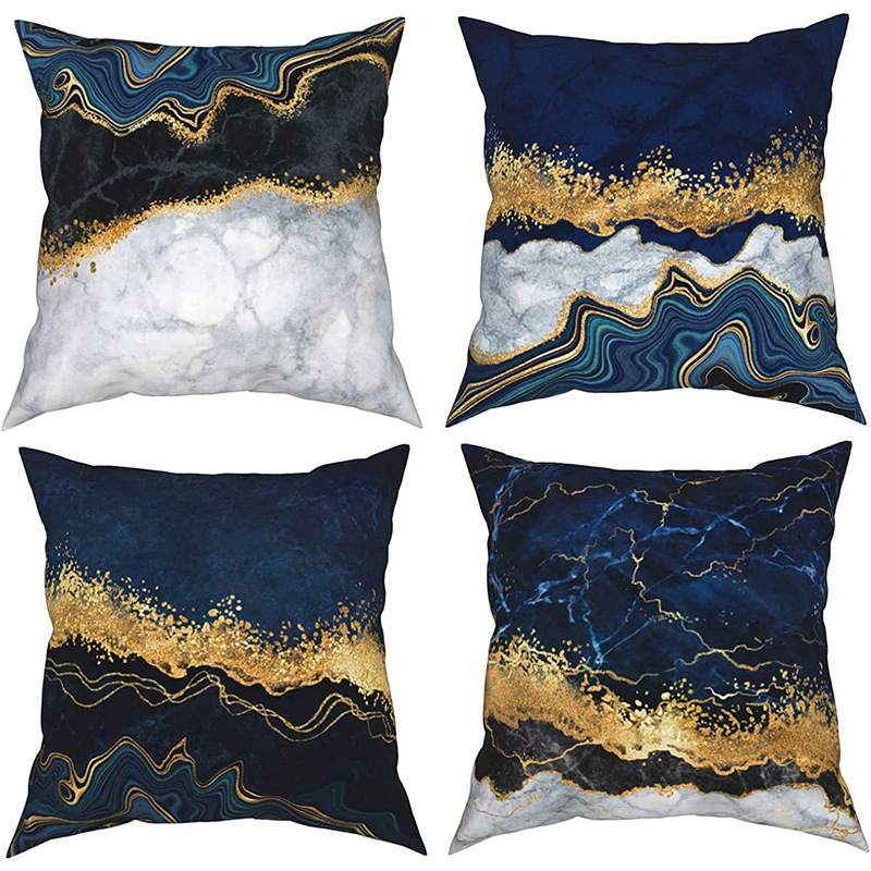 Linen Cotton Luxury Abstract Printed Design marble texture pillow cove Luxury summer Custom Pillow Case