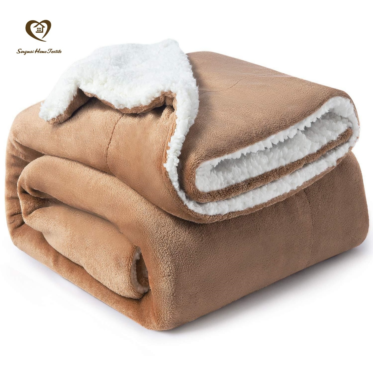 Custom Home Textiles  Plain Thick Throw Plush Wool Sherpa Fleece Blankets For Winter