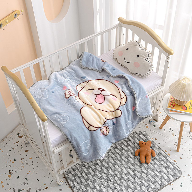 Songmai Embossed Cartoon Blanket Mink Raschel Blanket Double Layer Cartoon Printed Cloud Blanket