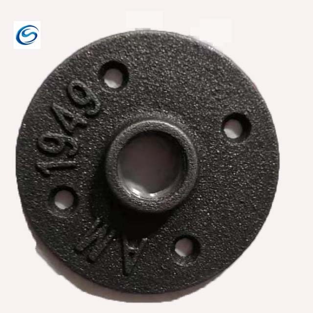 Black Malleable Iron pipe floor flange  Threaded 1/2 and 3/4 Inch For Furniture cast iron floor flange