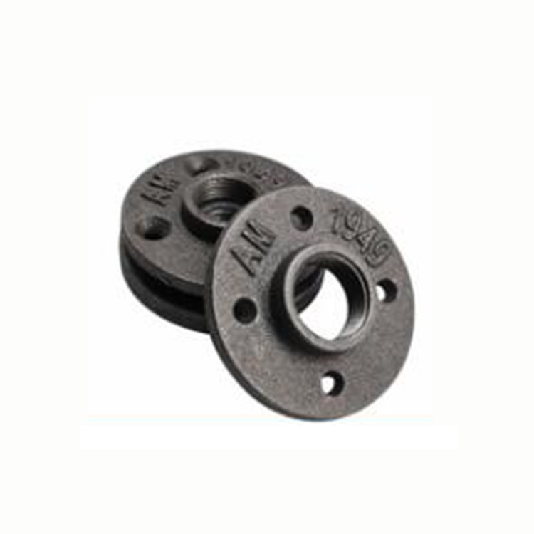 Black Malleable Iron pipe floor flange  Threaded 1/2 and 3/4 Inch For Furniture cast iron floor flange