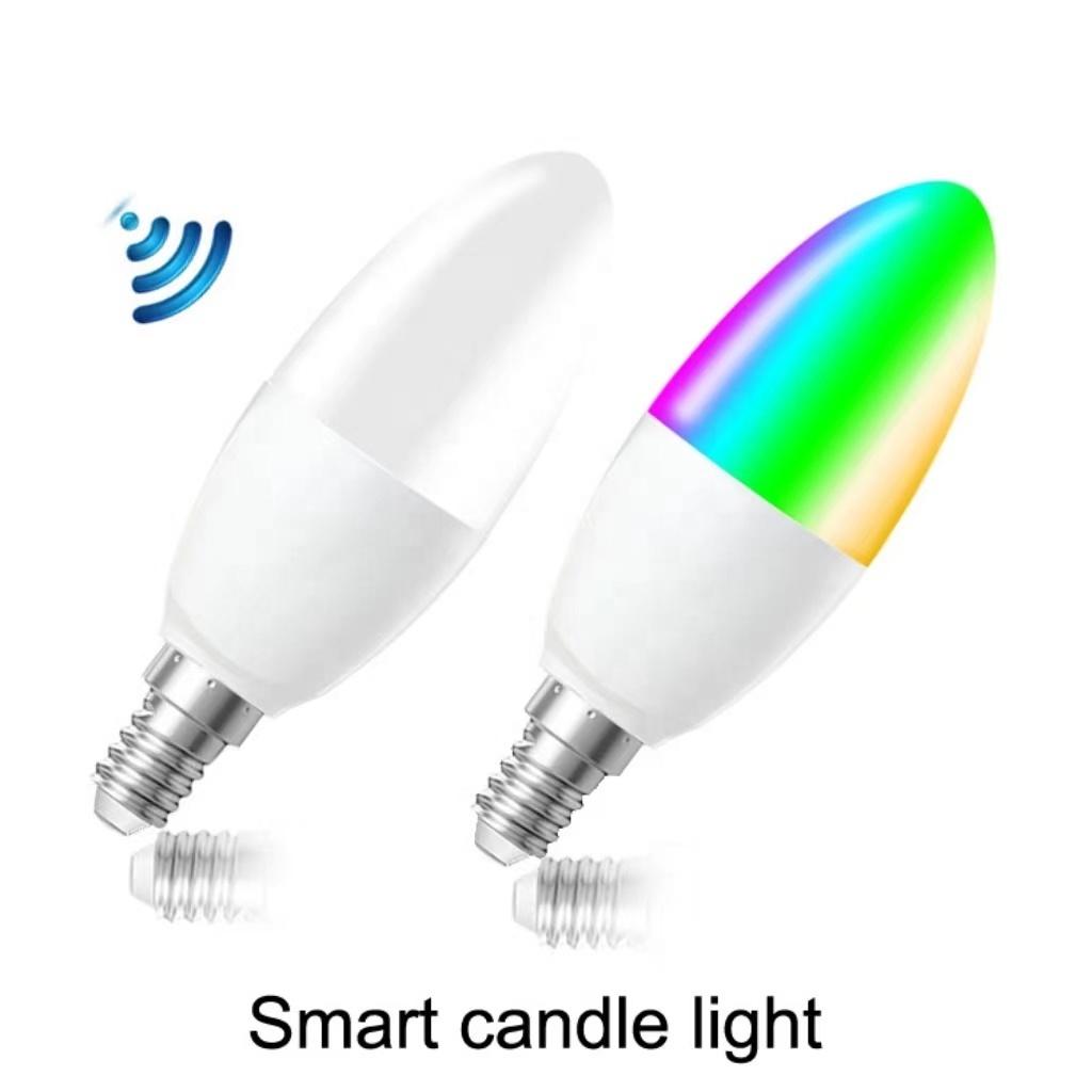 Tuya WiFi APP Remote Voice Control 16Million Colors RGB CCT 2700-6500K Dimmable Smart LED Candle Light Bulb E14 Lamp