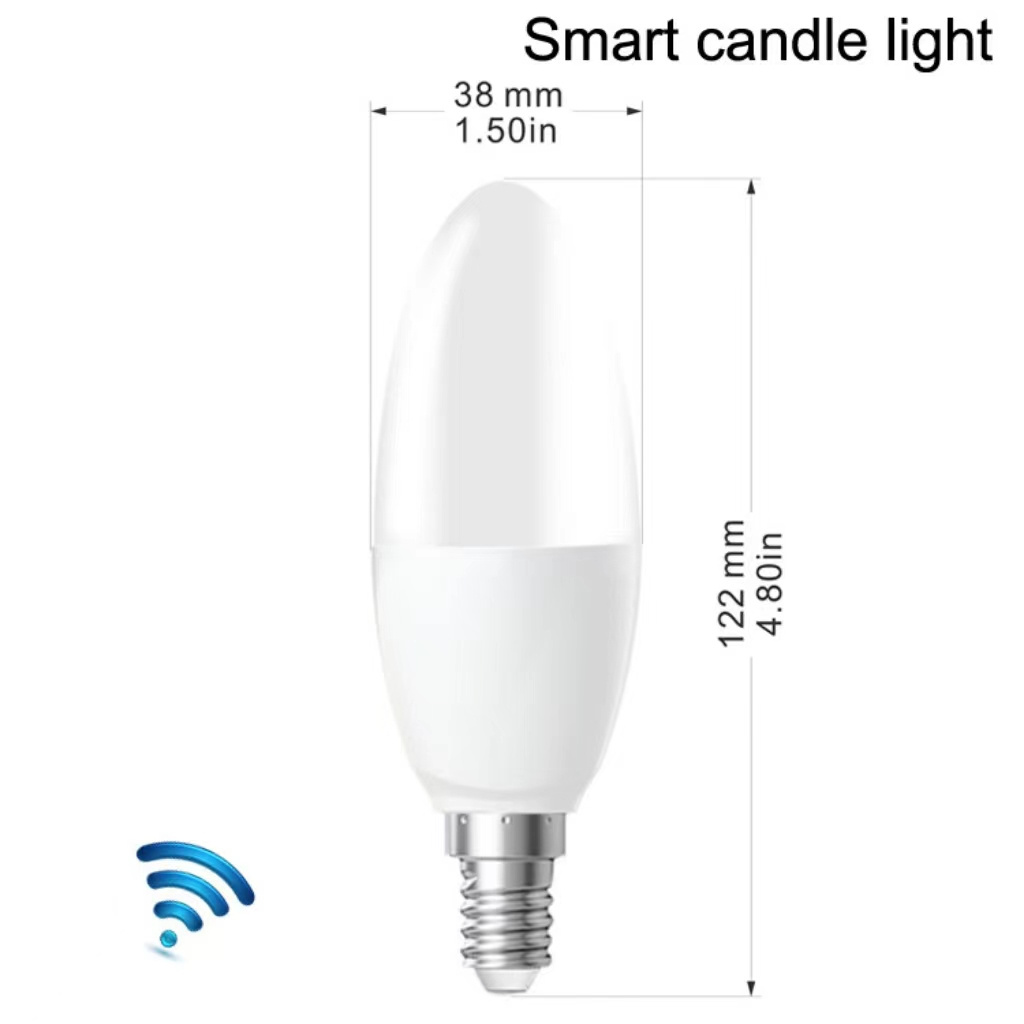 Tuya WiFi APP Remote Voice Control 16Million Colors RGB CCT 2700-6500K Dimmable Smart LED Candle Light Bulb E14 Lamp