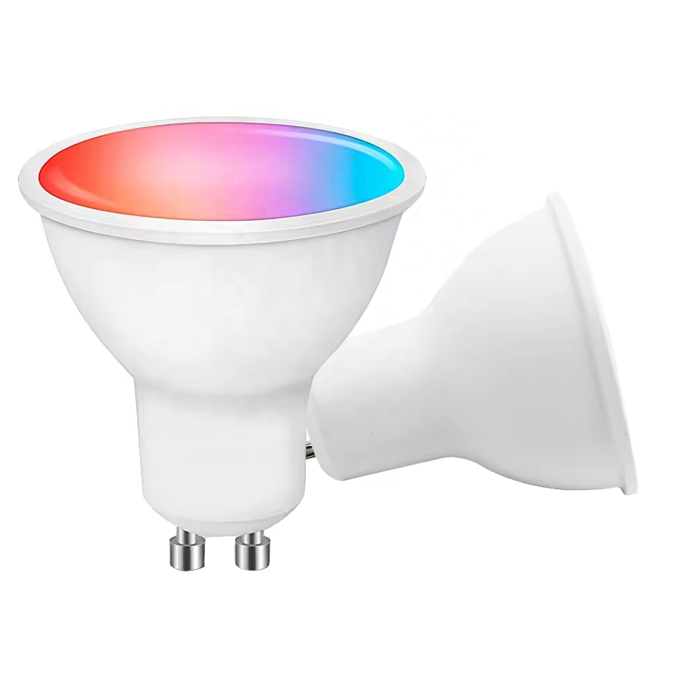 5W Tuya Smart Home APP Voice Control Wifi Smart Led Spotlight Bulb Dimmable Lamp RGB CCT Colorful Changing Smart GU10 Lamp Bulb