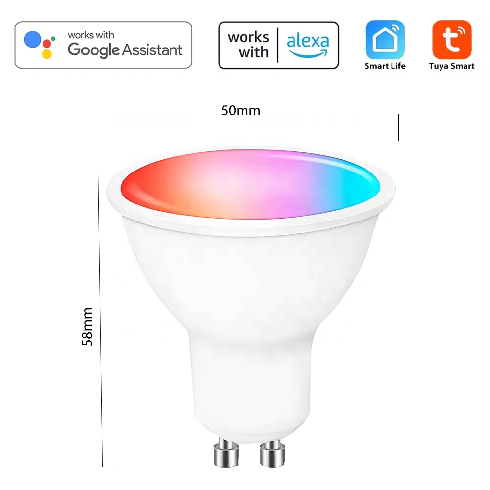 GU10 Tuya Wifi Smart Led Light Bulb 220V RGB Smart Lamp Smart Home Decor Dimmable Led Spotlight Works With Alexa Google