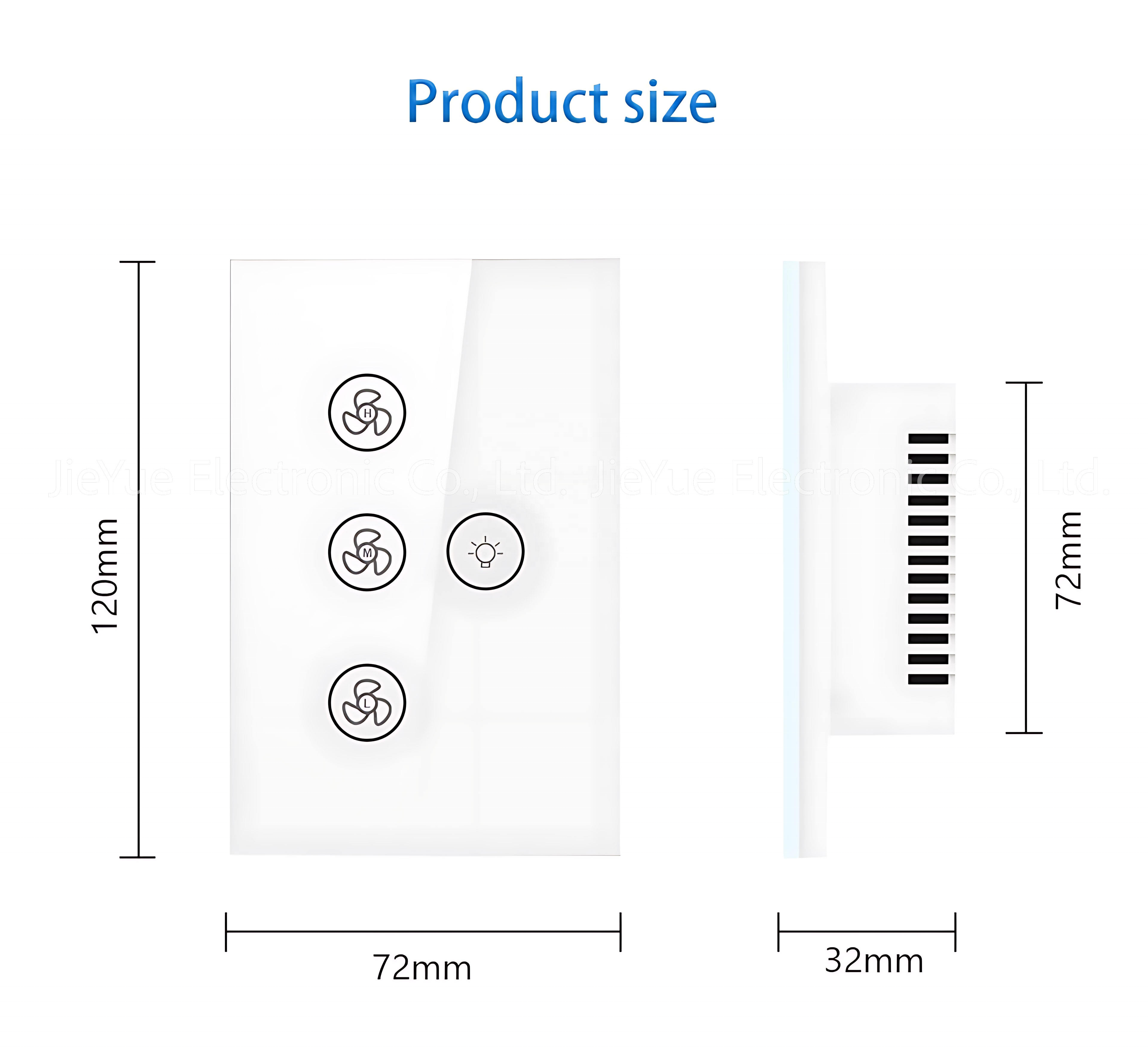 Tuya APP Remote Various Speed Control Smart Wifi Fan Light Switch US Ceiling Fan Lamp Touch Glass Switch