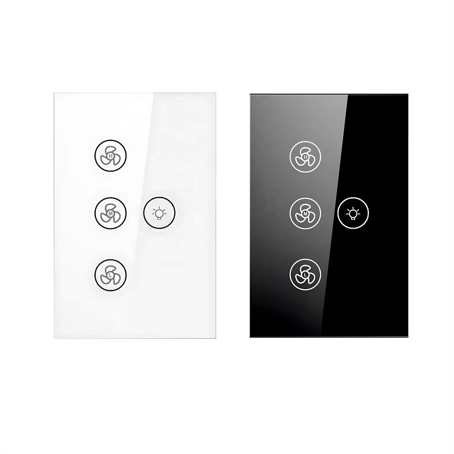 Modern Wall Fan Remote Switch Smart Tempered Glass Panel 10A US Standard Tuya Wifi Light Fan Regulator Touch Switch