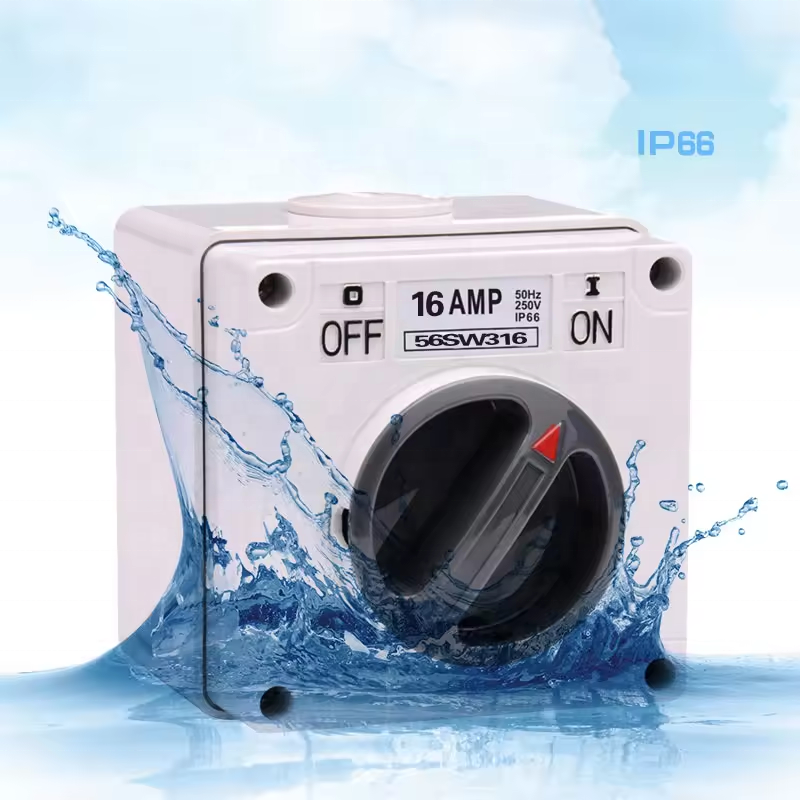 IP66 AU Standard 56SW332 3Pole 500V AC 32Amp Square Manual Weatherproof Waterproof Industrial Low Voltage Changeover Switch