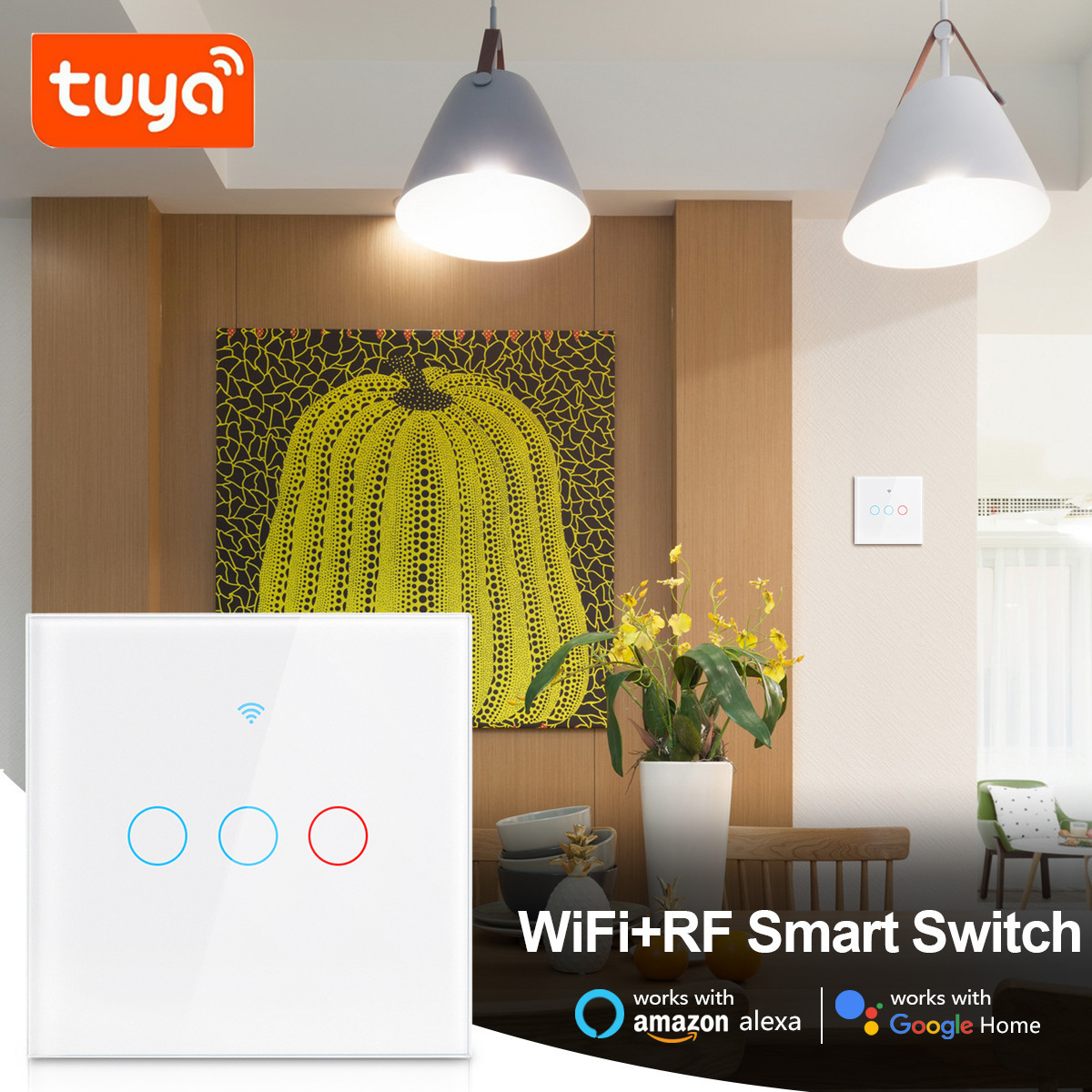 1/2/3/4 Gang Smart Wifi Light Switch With Tuya Smart Life Remote Control with Touch Screen Wifi Light Switch