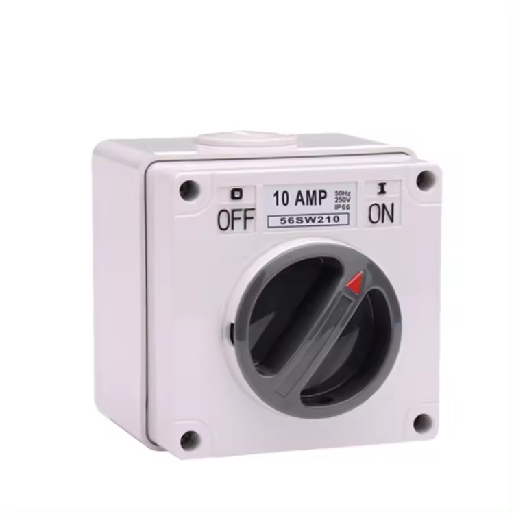 IP66 Australia Standard 56SW232 2 Pole 500V AC 32Amp Square Manual Weatherproof Enclosed Isolator Switch Wth SAA