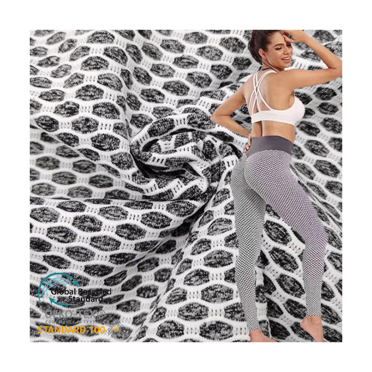 Hot Sale eye mesh design Knitted Single Jersey wicking 92 polyester 8 Spandex Fabric for Women Leggings