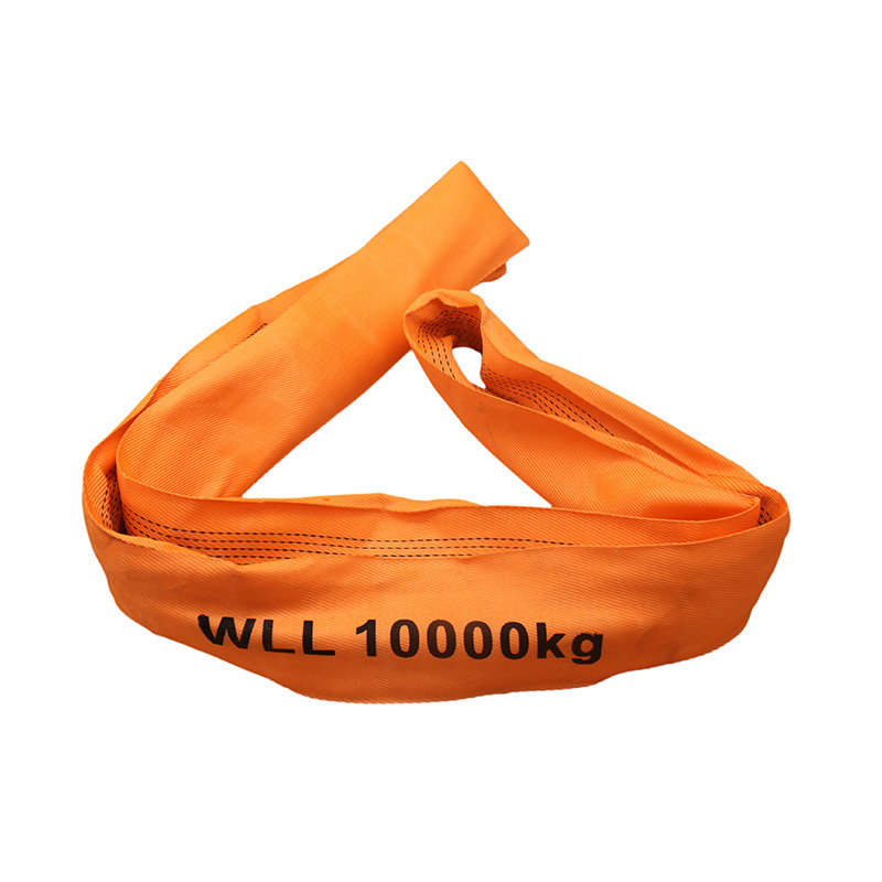 Factory delivery 7:1 safety harness belt 10ton orange polyester lifting round sling