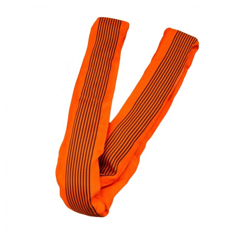 Factory delivery 7:1 safety harness belt 10ton orange polyester lifting round sling