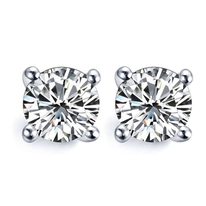 Customization Cut IGI Certificate VS1 Lab Cultured Diamond Set Diamond Stud Earrings 14k 18K White Gold Bezels Diamond Earrings