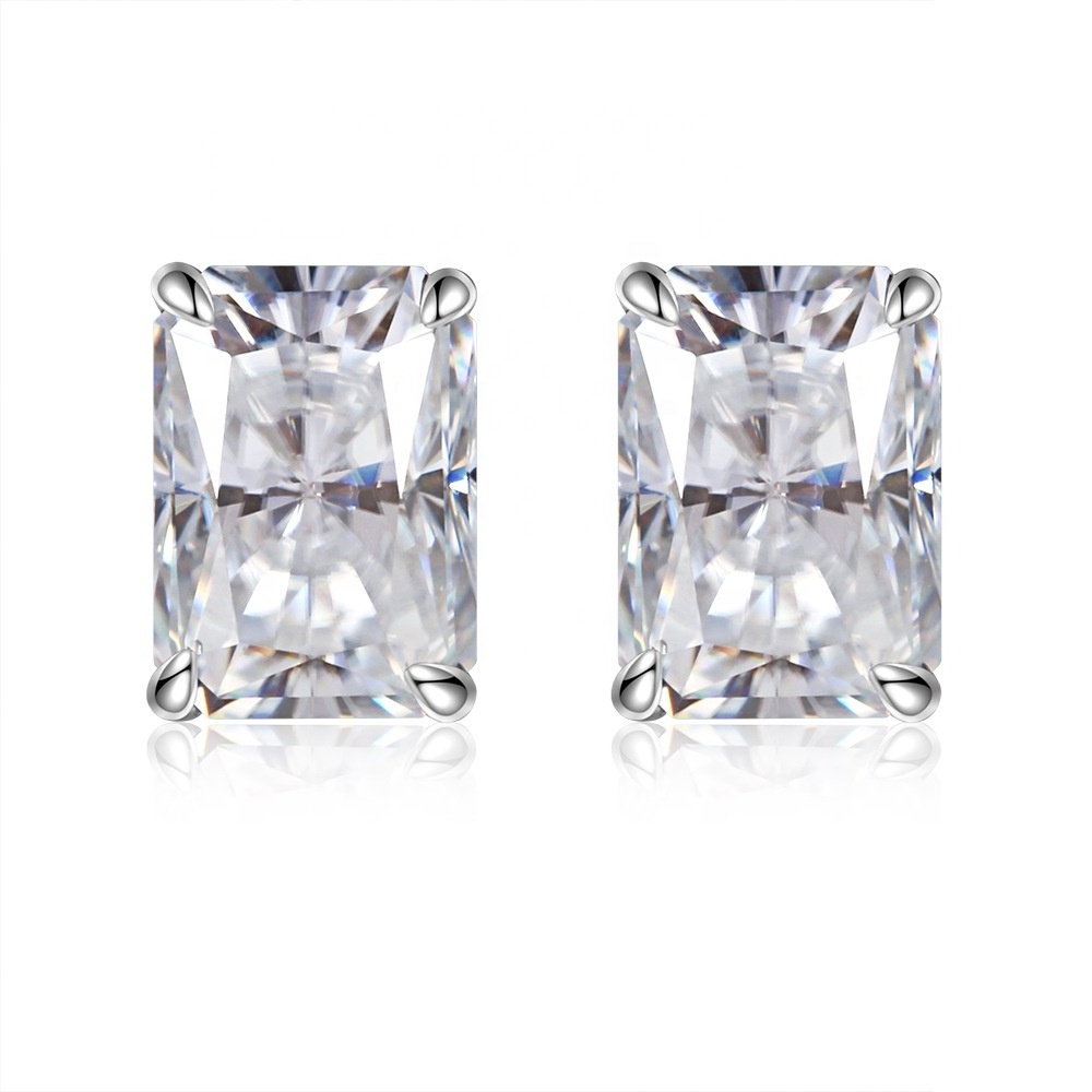 Customization Cut IGI Certificate VS1 Lab Cultured Diamond Set Diamond Stud Earrings 14k 18K White Gold Bezels Diamond Earrings