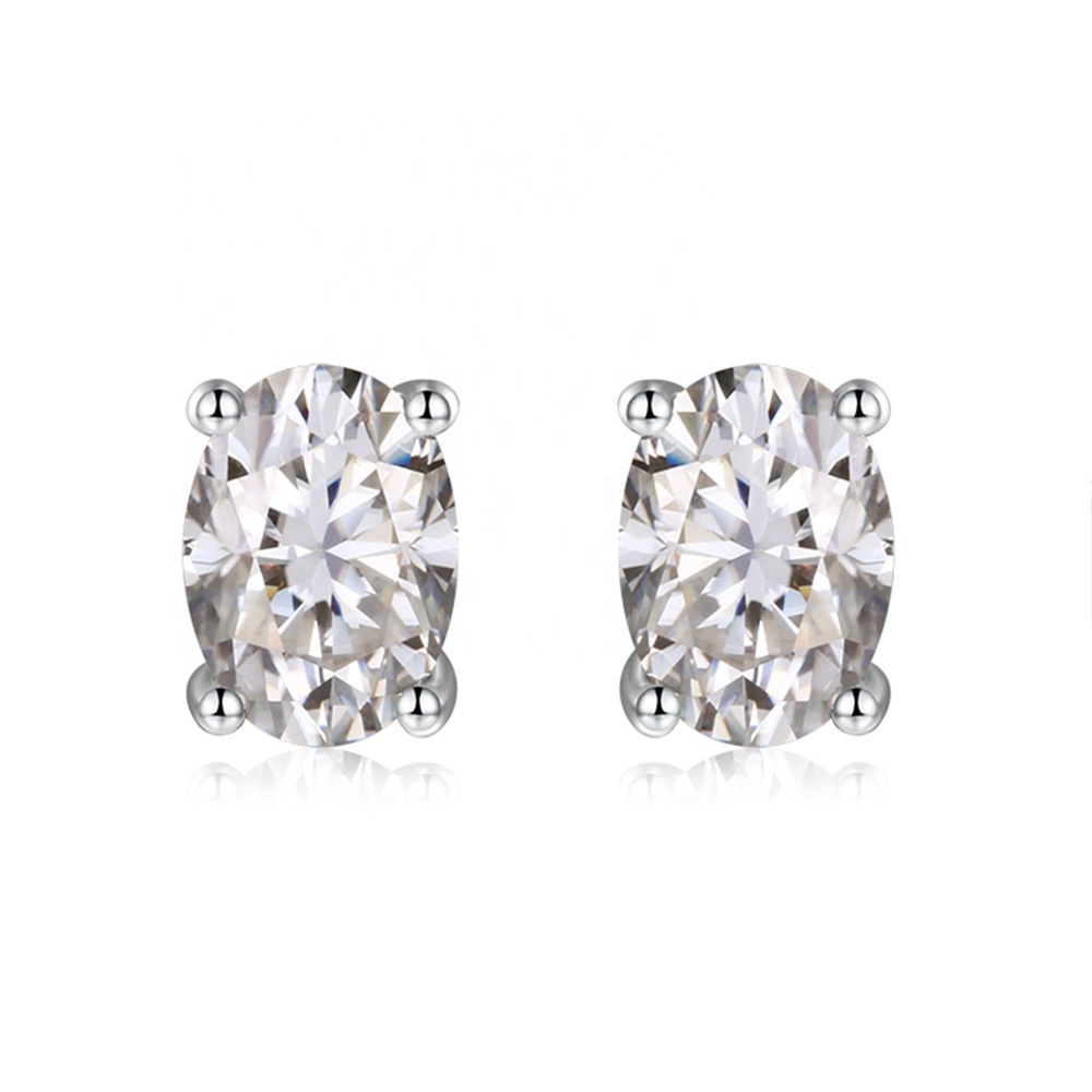 Customization Cut IGI Certificate VS1 Lab Cultured Diamond Set Diamond Stud Earrings 14k 18K White Gold Bezels Diamond Earrings