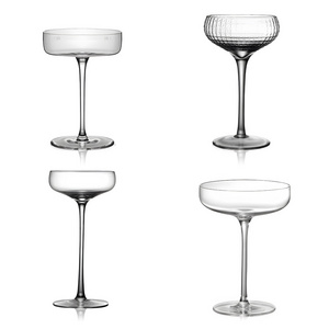 Wedding glasses high quality ribbed wine cup lead free crystal glass champagne coupe wine glasses sweet wine glass for wholesale