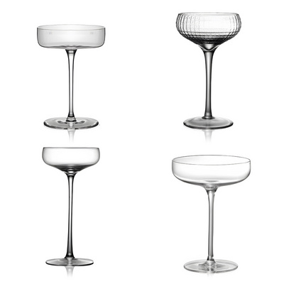 Wedding glasses high quality ribbed wine cup lead free crystal glass champagne coupe wine glasses sweet wine glass for wholesale