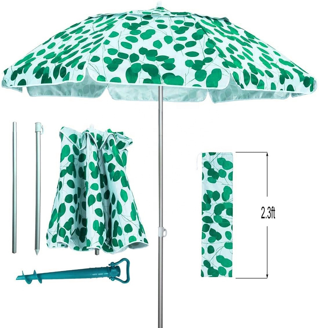 China Cheap 3 Folding Outdoor Beach Umbrella  Can Print Ads With Carry Bag