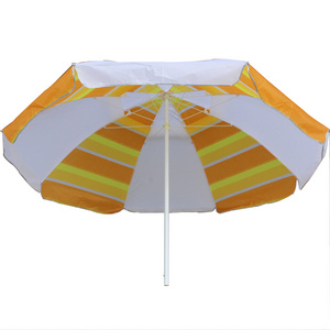 2023 6FT White And Yellow Color Custom Outdoor Cheap Market Umbrellas Fringe Beach Round Umbrellas