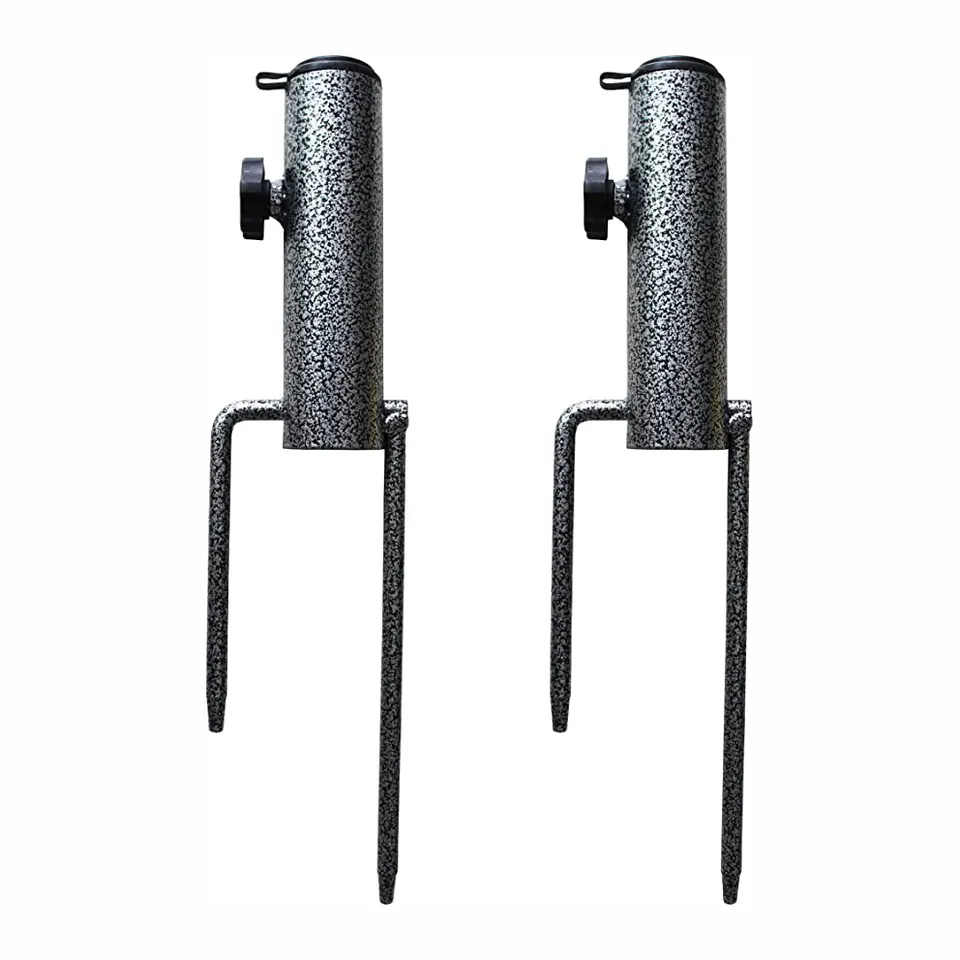 Beach Umbrella Pole Holder Steel Sand Anchor with Tow Forks Outdoor Umbrella Stand Umbrella Base Stand