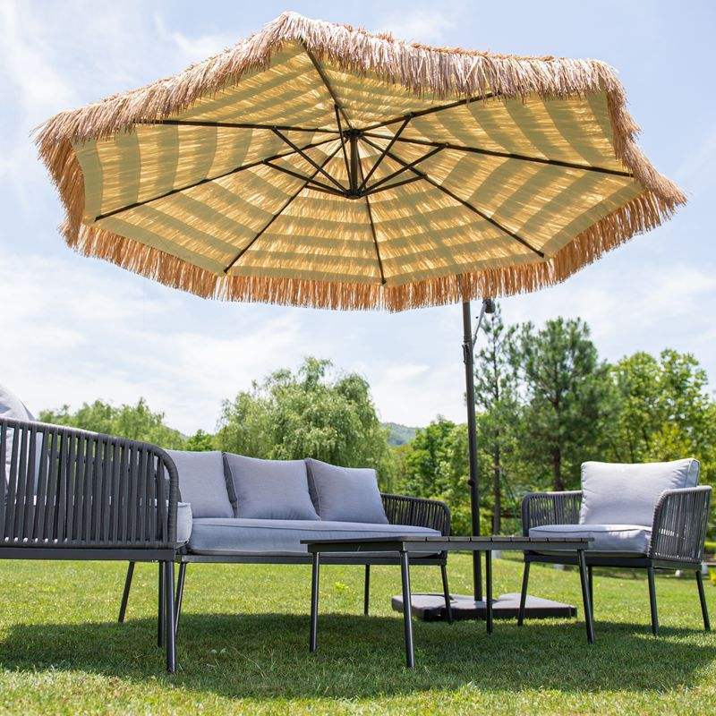 10ft Cantilever Garden Straw Pp Umbrella Product Sun Beach Umbrella Hawaiian Hula Beach Umbrella