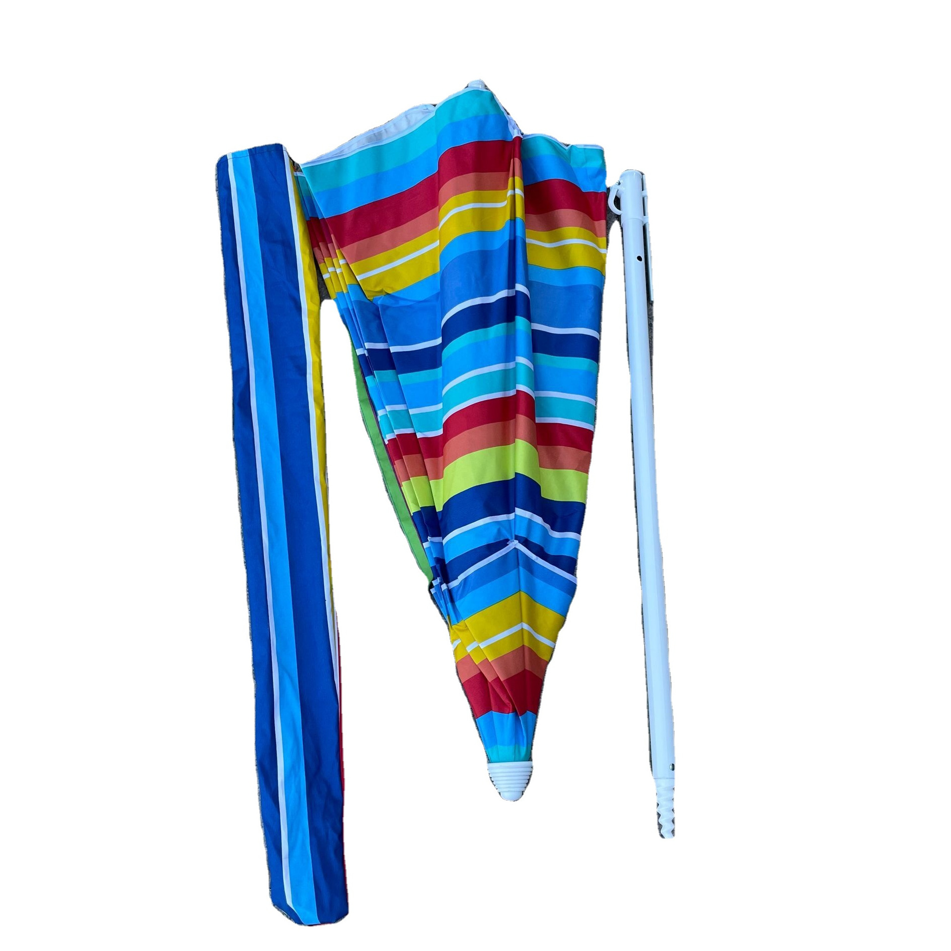 2023 New 6FT Outdoor UV Protection Stripe Beach Umbrella With Zinc Tilt Cheap Umbrella