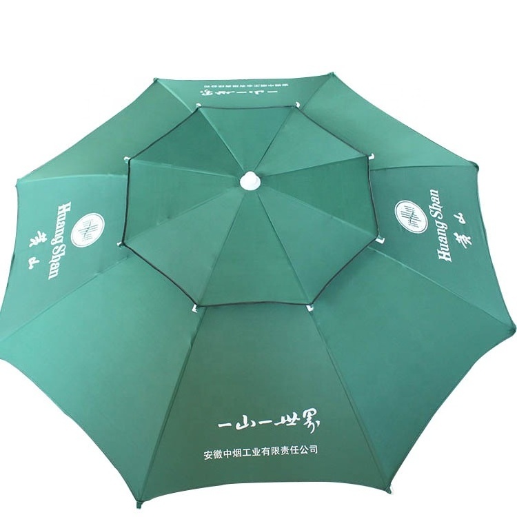 2023 Sun And Waterproof Material Fabric Double Layer Garden Parasol Umbrella With Logo Printing