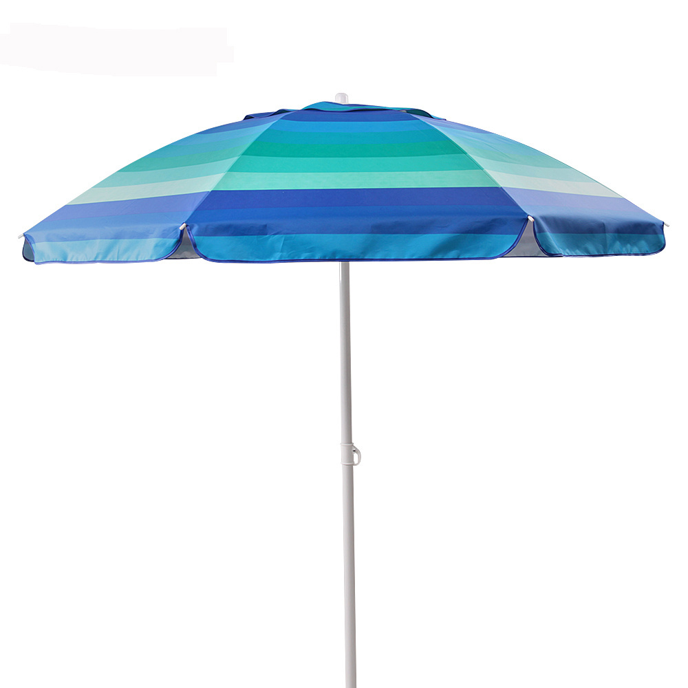 2023 New Metal Frame Polyester Beach Umbrella Parasol Ex-Factory Price Environmental Protection Giant Beach Umbrella