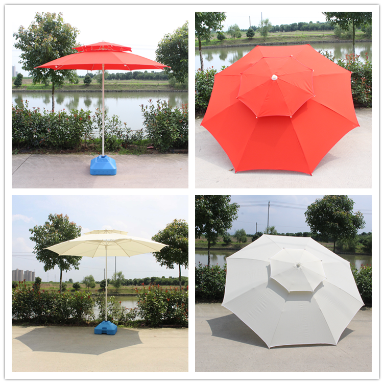 2023 Sun And Waterproof Material Fabric Double Layer Garden Parasol Umbrella With Logo Printing