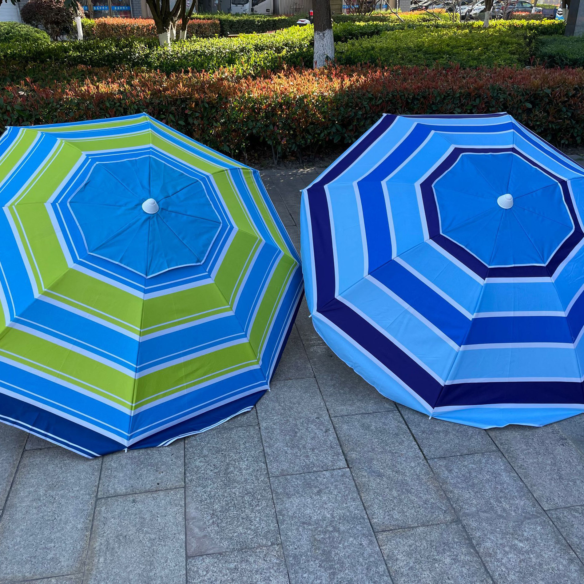 6ft New Pattern Cheap Sun Beach Umbrella Customer Design Promotional Portable Stripe Polyester Beach Umbrella