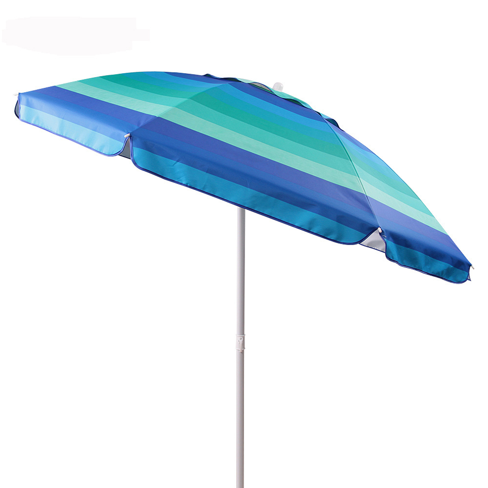 2023 New Metal Frame Polyester Beach Umbrella Parasol Ex-Factory Price Environmental Protection Giant Beach Umbrella