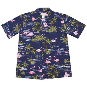 Custom Vacation Streetwear Mens All Over Print Button Up Short Sleeve Hawaiian Shirt Cotton