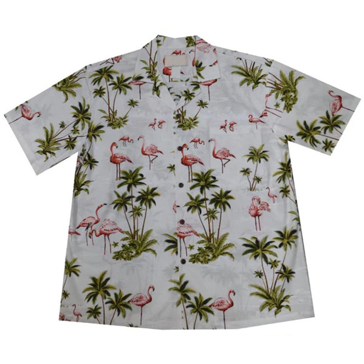 Custom Vacation Streetwear Mens All Over Print Button Up Short Sleeve Hawaiian Shirt Cotton