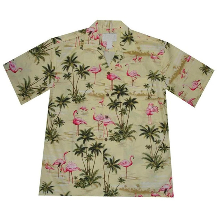 Custom Vacation Streetwear Mens All Over Print Button Up Short Sleeve Hawaiian Shirt Cotton