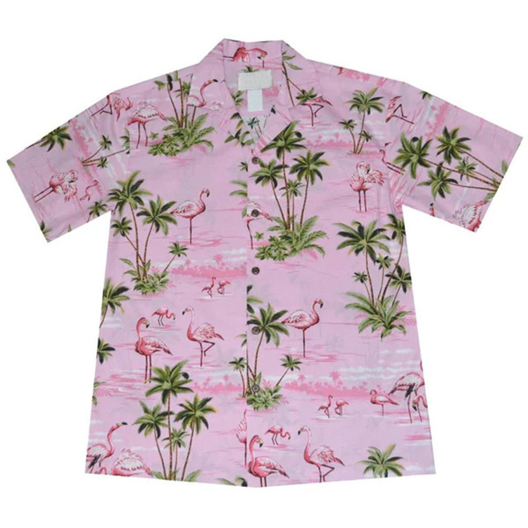 Custom Vacation Streetwear Mens All Over Print Button Up Short Sleeve Hawaiian Shirt Cotton