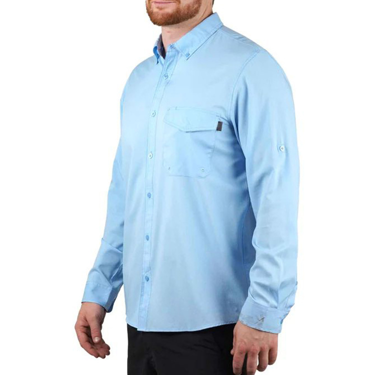 Factory Direct Sale Quality Mens Button Up Nylon & Spandex Long Sleeve Fishing Shirts