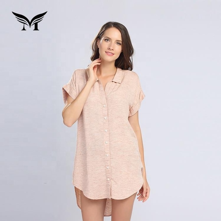 Factory direct sale eco friendly soft mature woman front short and long back cotton blouses